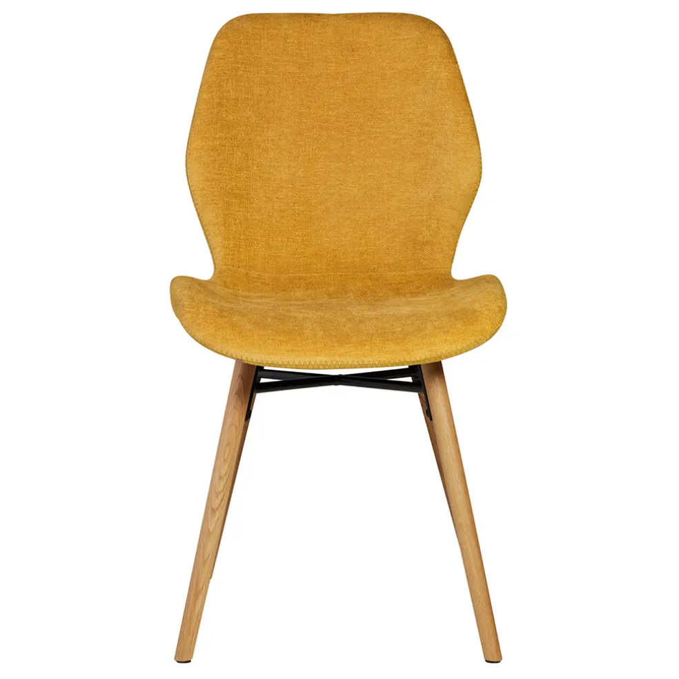 Chaise salle à manger en tissu soft touch moutarde - Keri