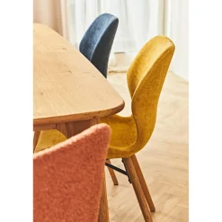 Chaise salle à manger en tissu soft touch moutarde - Keri