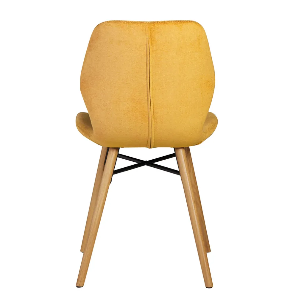 Chaise salle à manger en tissu soft touch moutarde - Keri