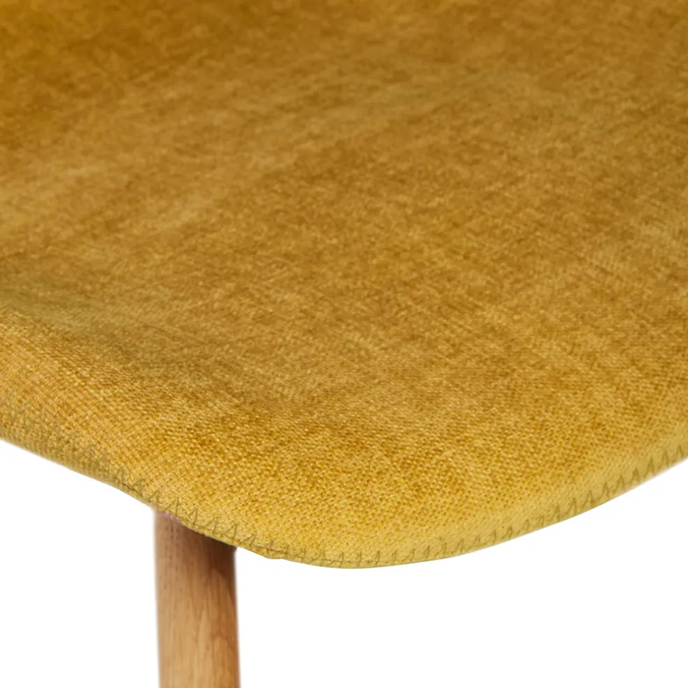 Chaise salle à manger en tissu soft touch moutarde - Keri