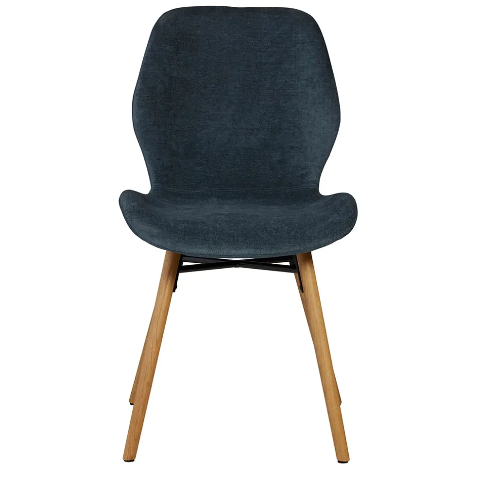 Chaise salle à manger en tissu soft touch bleu foncé - Keri