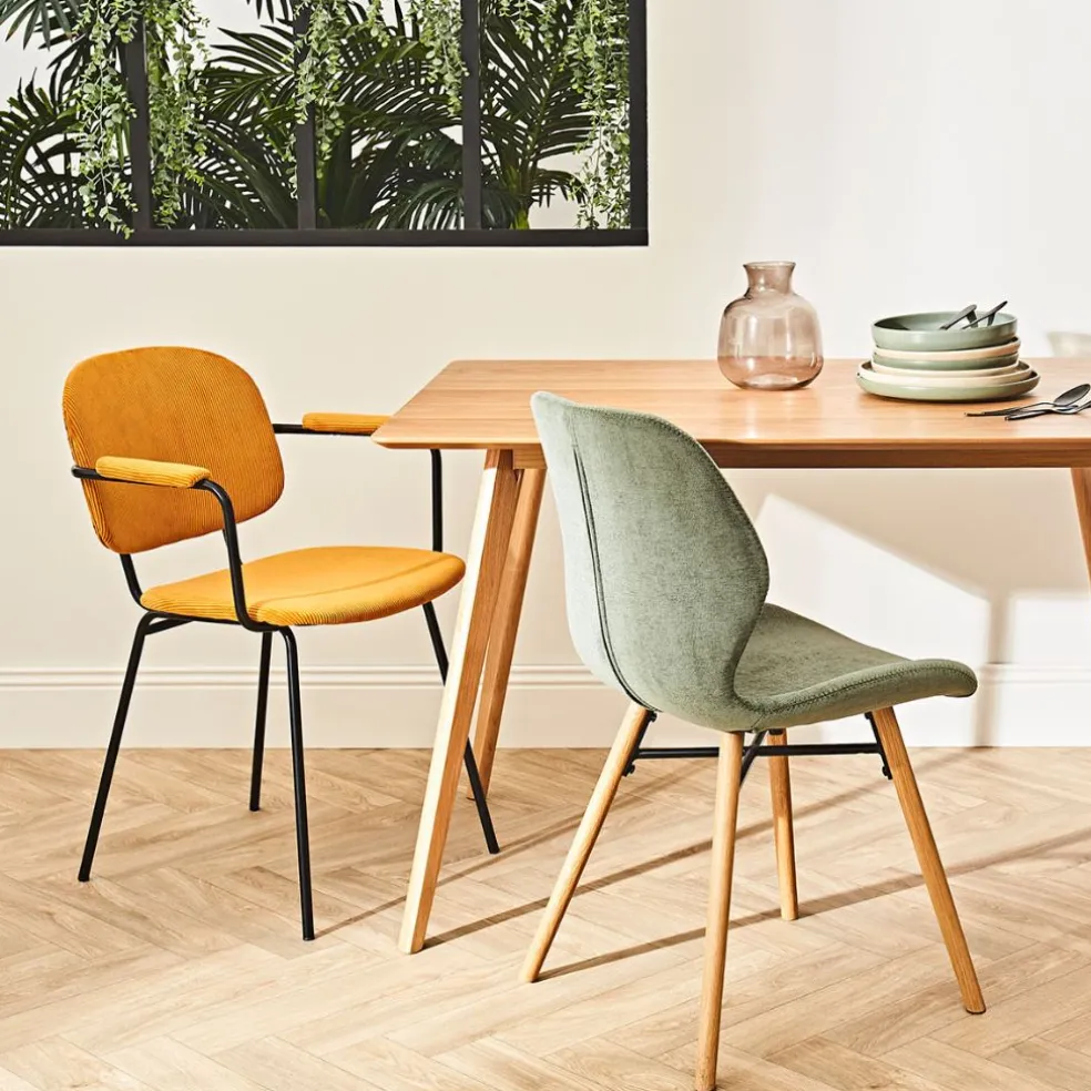 Chaise salle à manger en tissu soft touch vert bouteillle - Keri