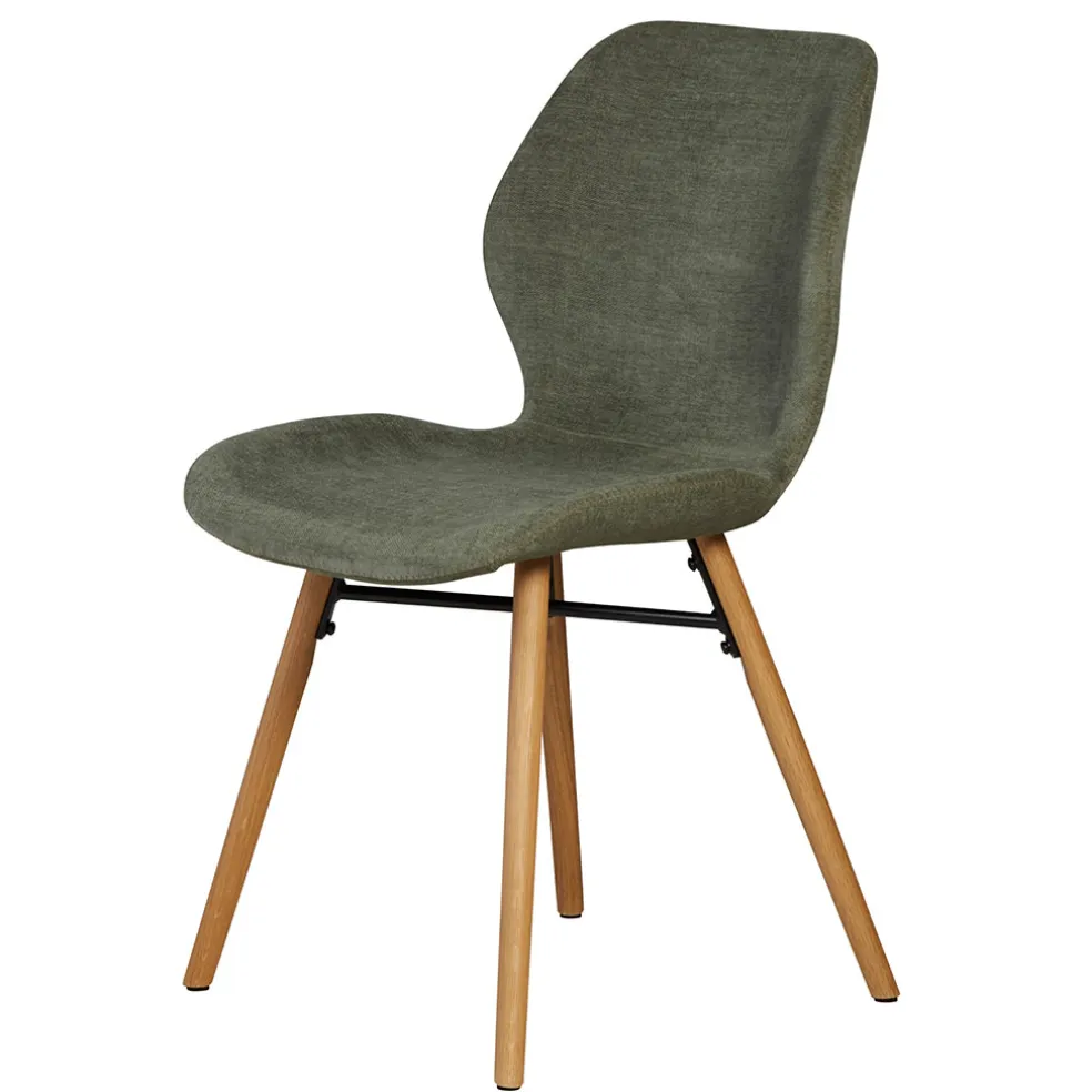 Chaise salle à manger en tissu soft touch vert bouteillle - Keri