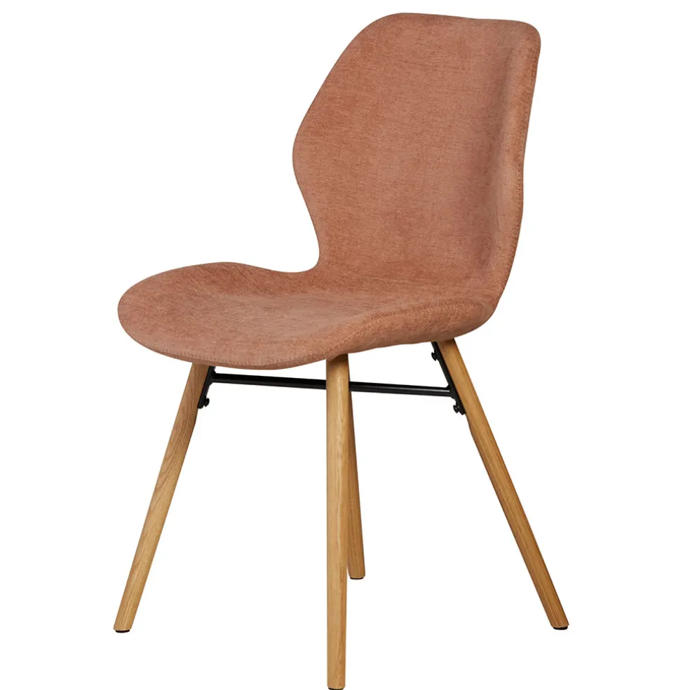 Chaise salle à manger en tissu soft touch marron nèfle - Keri