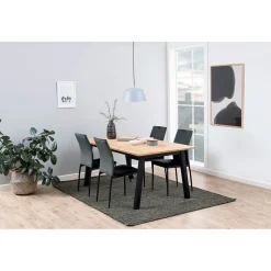 Chaise salle à manger en velours gris foncé - Demia