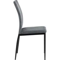 Chaise salle à manger en velours gris foncé - Demia