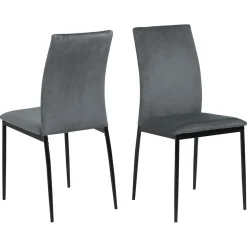 Chaise salle à manger en velours gris foncé - Demia