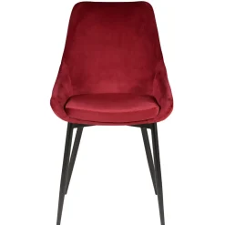 Chaise salle à manger en velours rouge - Ben