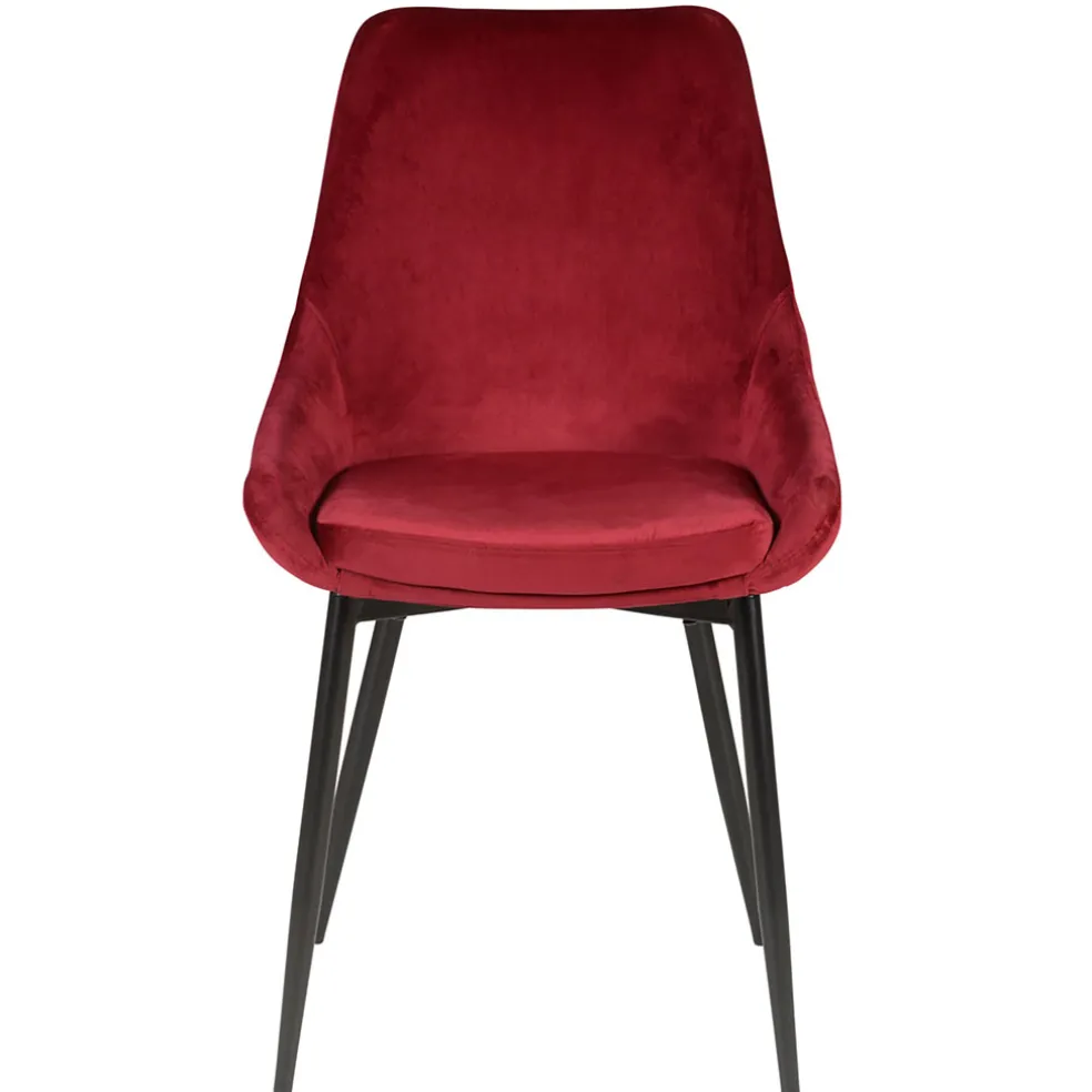 Chaise salle à manger en velours rouge - Ben