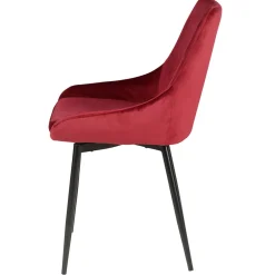 Chaise salle à manger en velours rouge - Ben