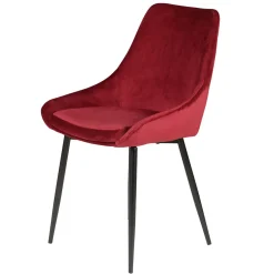 Chaise salle à manger en velours rouge - Ben