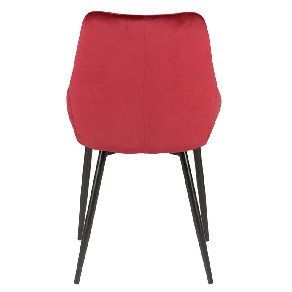 Chaise salle à manger en velours rouge - Ben