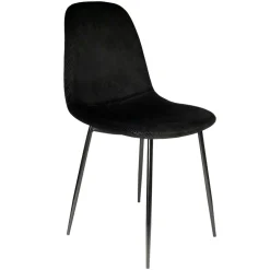 Chaise salle à manger en velours cotelé noir - Julia
