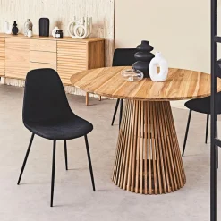 Chaise salle à manger en velours cotelé noir - Julia