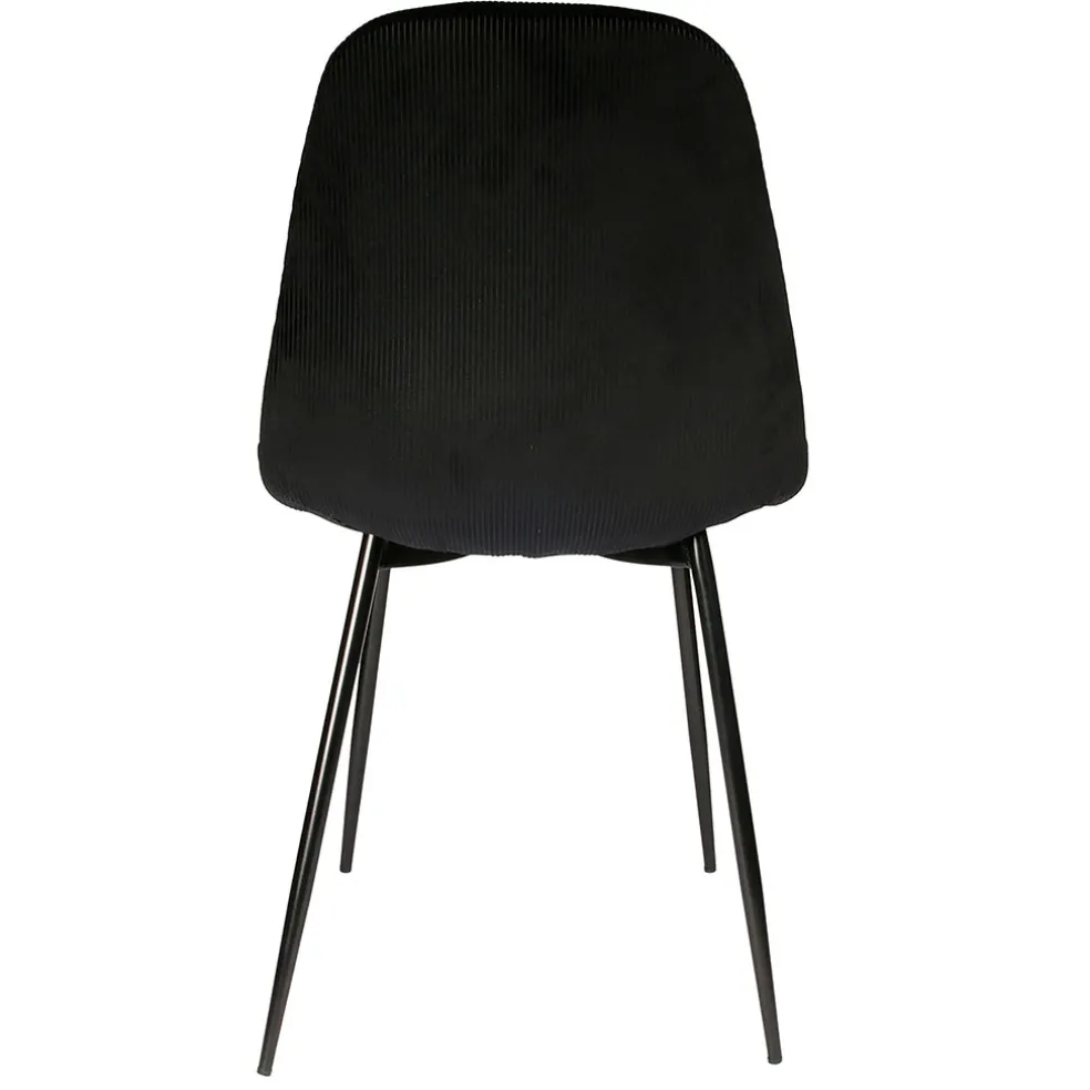 Chaise salle à manger en velours cotelé noir - Julia