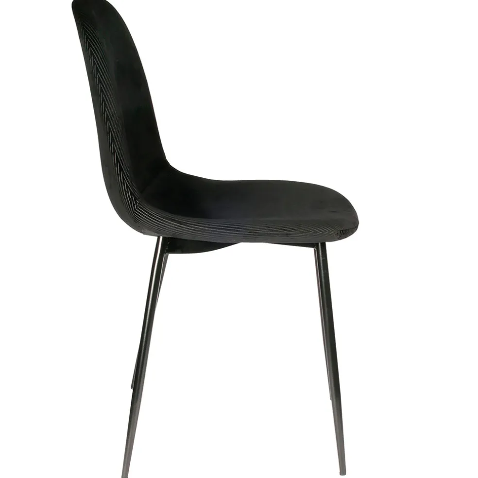 Chaise salle à manger en velours cotelé noir - Julia
