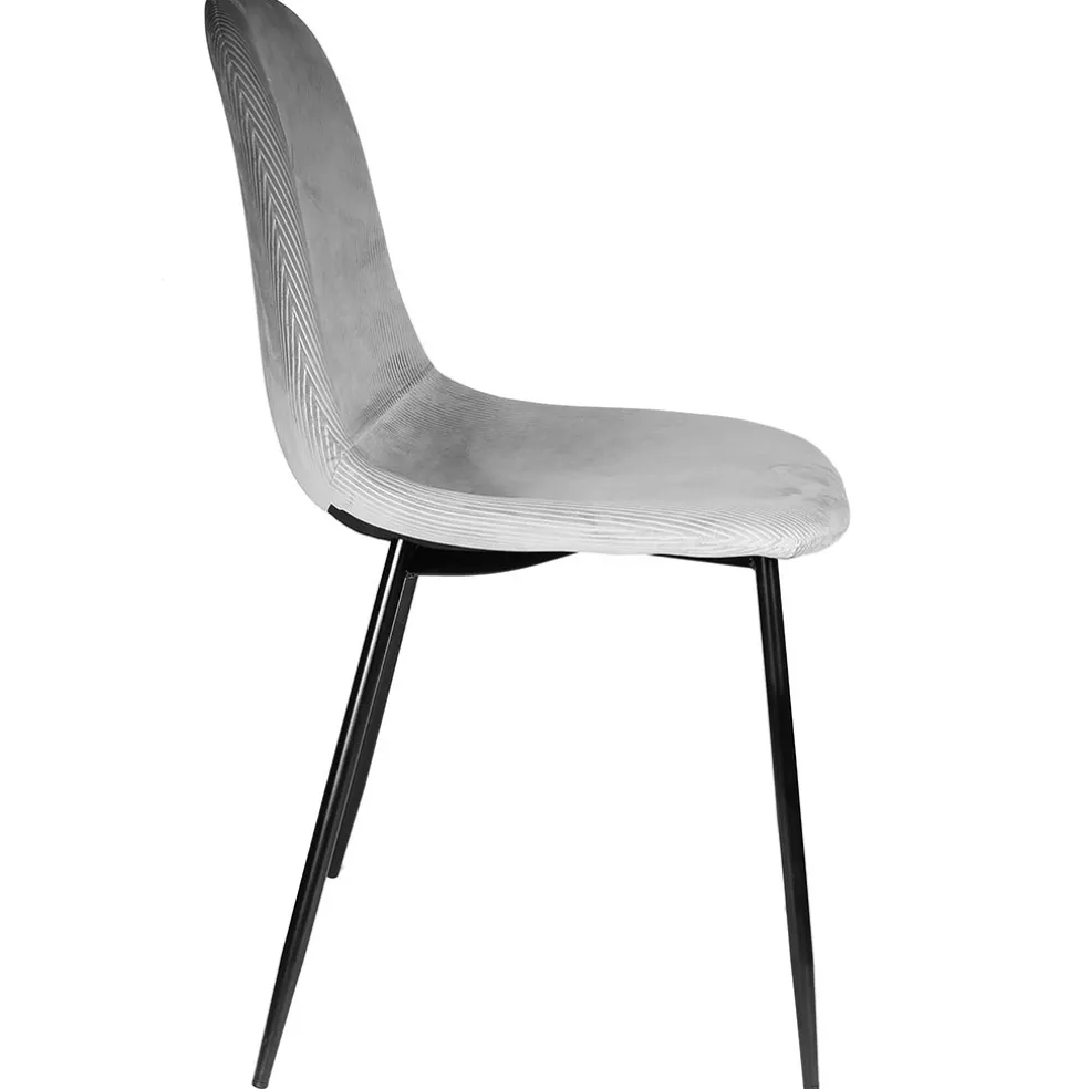 Chaise salle à manger en velours cotelé gris clair - Julia