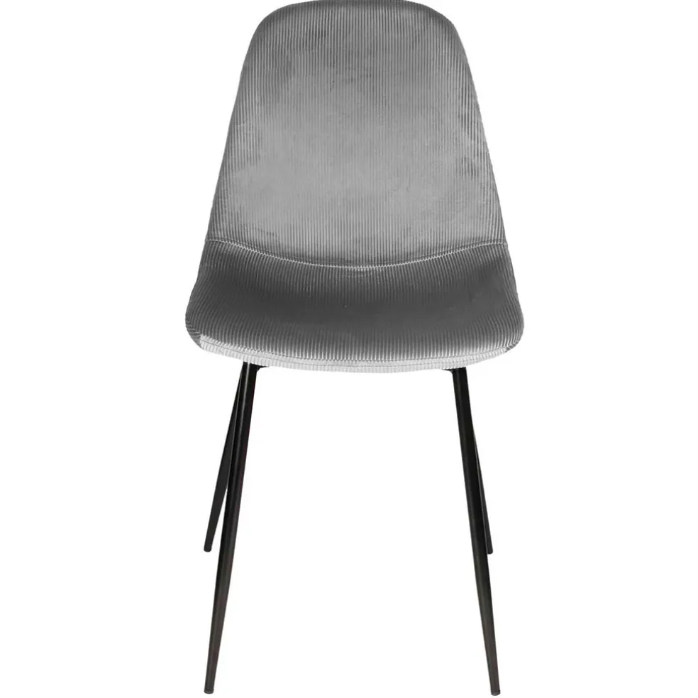 Chaise salle à manger en velours cotelé gris - Julia