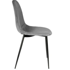 Chaise salle à manger en velours cotelé gris - Julia