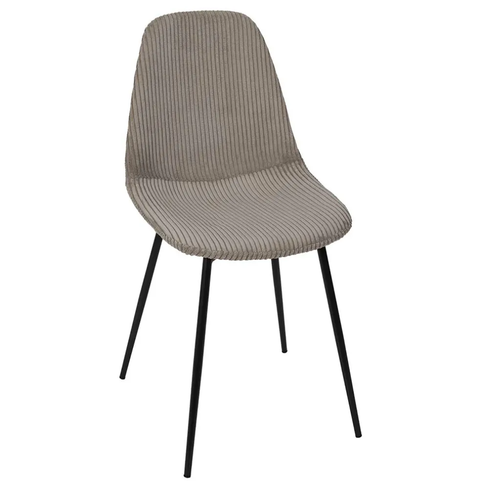 Chaise salle à manger en velours côtelé taupe - Scarlett