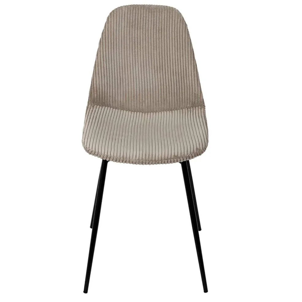 Chaise salle à manger en velours côtelé taupe - Scarlett