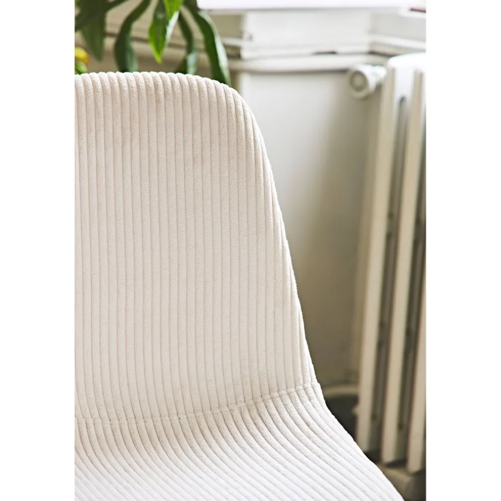 Chaise salle à manger en velours côtelé beige - Scarlett