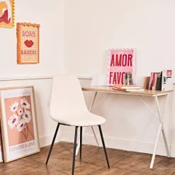 Chaise salle à manger en velours côtelé beige - Scarlett