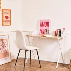 Chaise salle à manger en velours côtelé beige - Scarlett