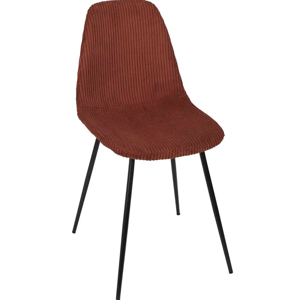 Chaise salle à manger en velours côtelé terracotta - Scarlett