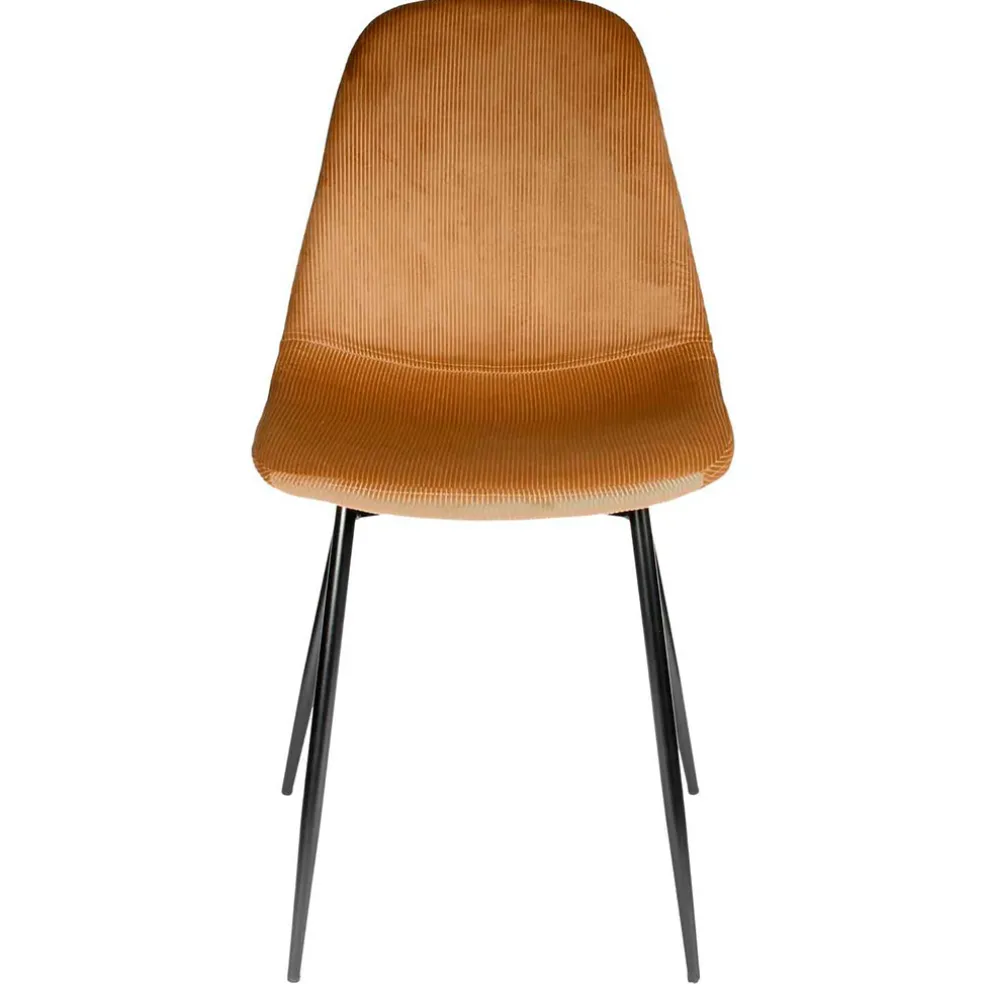 Chaise salle à manger en velours cotelé moutarde - Julia