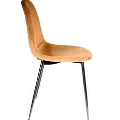 Chaise salle à manger en velours cotelé moutarde - Julia