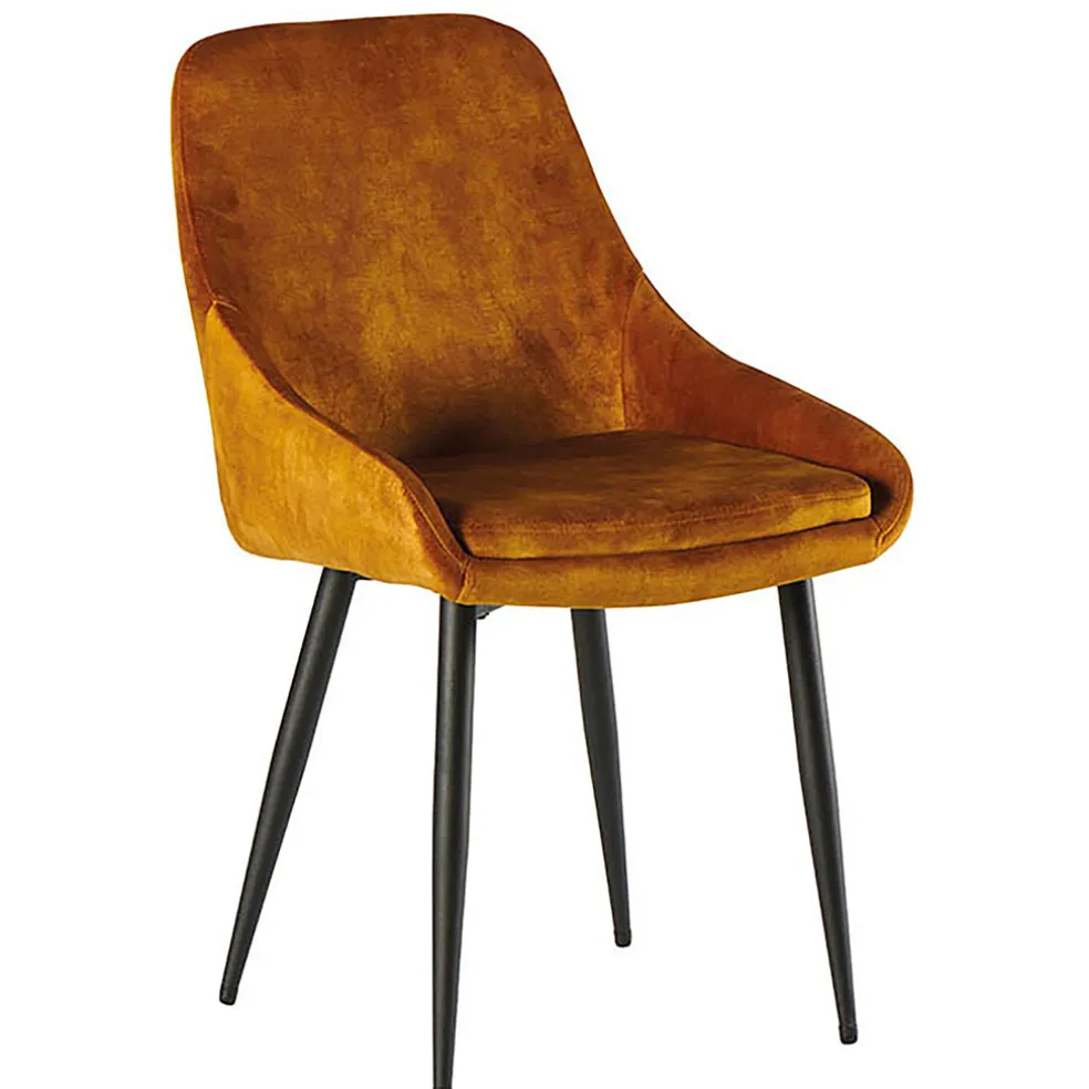 Chaise salle à manger tissu moutarde - Stil