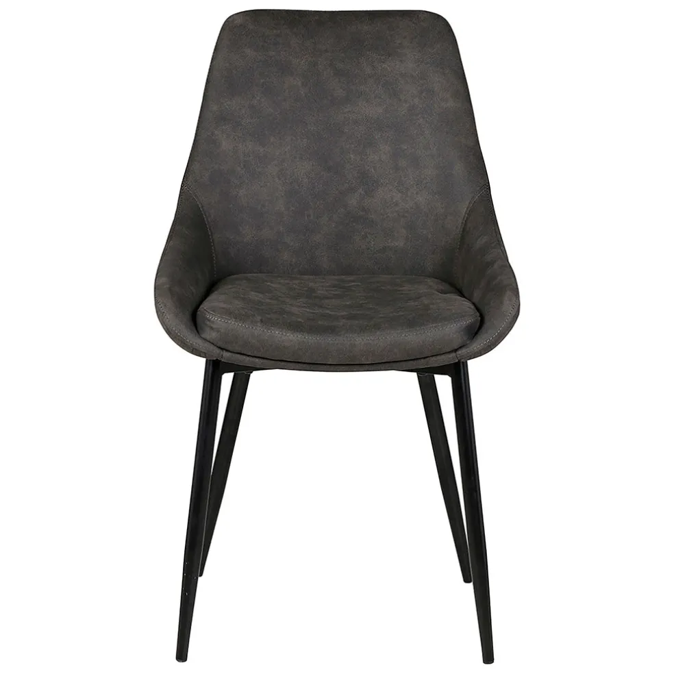 Chaise salle à manger tissu effet daim gris foncé - Ben
