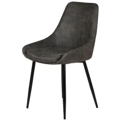 Chaise salle à manger tissu effet daim gris foncé - Ben