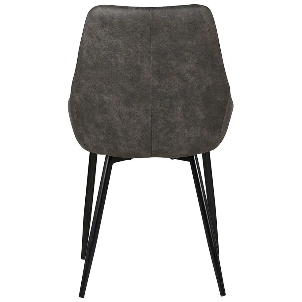 Chaise salle à manger tissu effet daim gris foncé - Ben
