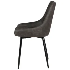 Chaise salle à manger tissu effet daim gris foncé - Ben
