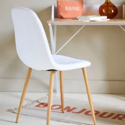 Chaise salle à manger tissu bouclette - Freya