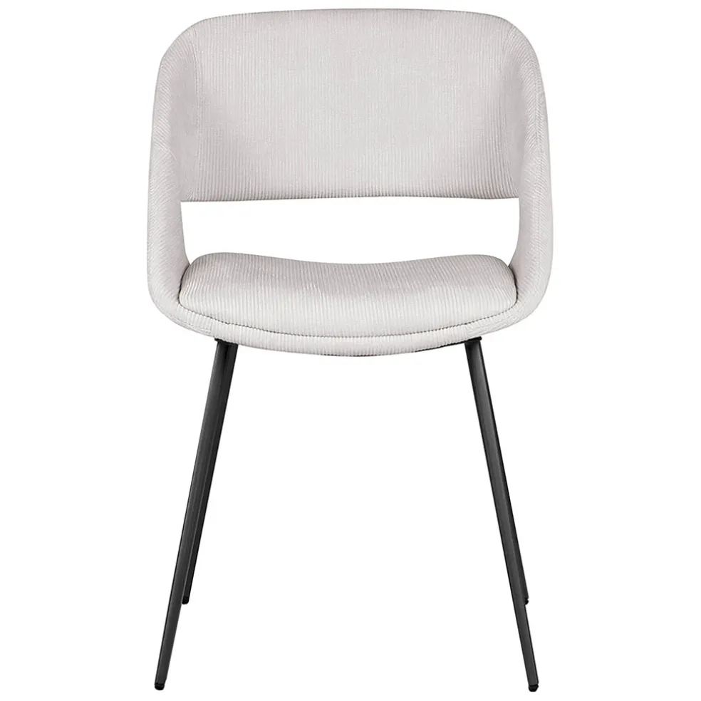 Chaise salle à manger velours côtelé écru - Alma