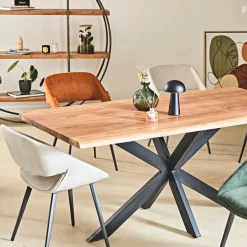 Chaise salle à manger velours côtelé écru - Alma