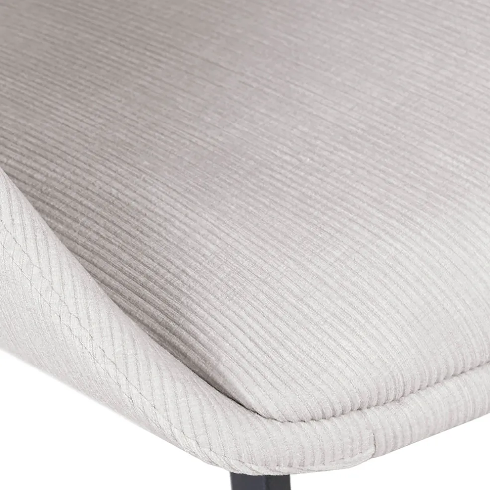 Chaise salle à manger velours côtelé écru - Alma