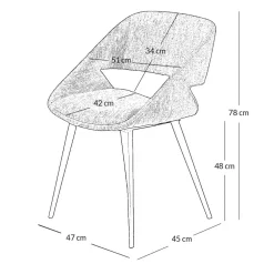 Chaise salle à manger velours côtelé écru - Alma