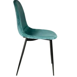 Chaise salle a manger en velours cotelé bleu canard - Julia