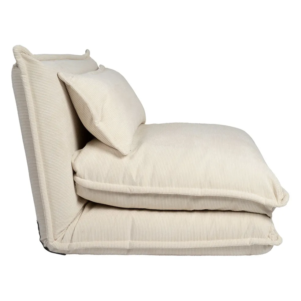 Chauffeuse en tissu côtelé écru - Tessia