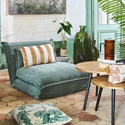 Chauffeuse en tissu côtelé kaki - Tessia