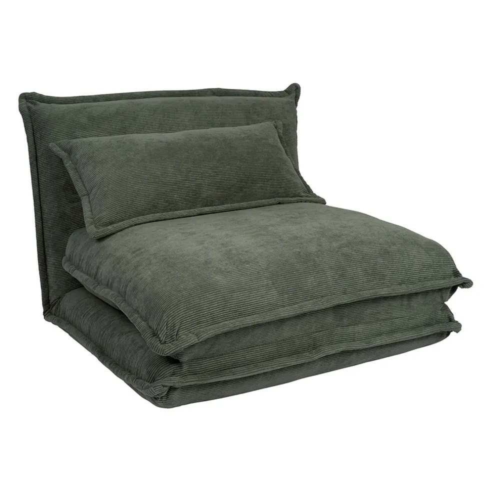 Chauffeuse en tissu côtelé kaki - Tessia