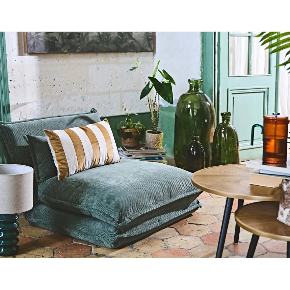 Chauffeuse en tissu côtelé kaki - Tessia