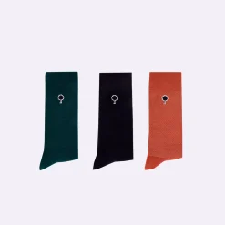 Chaussettes vegan x3 bleu marine, vert foncé et rose brique 39/42