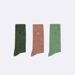 Chaussettes vegan x3 rose chiné, vert clair et foncé 39/42