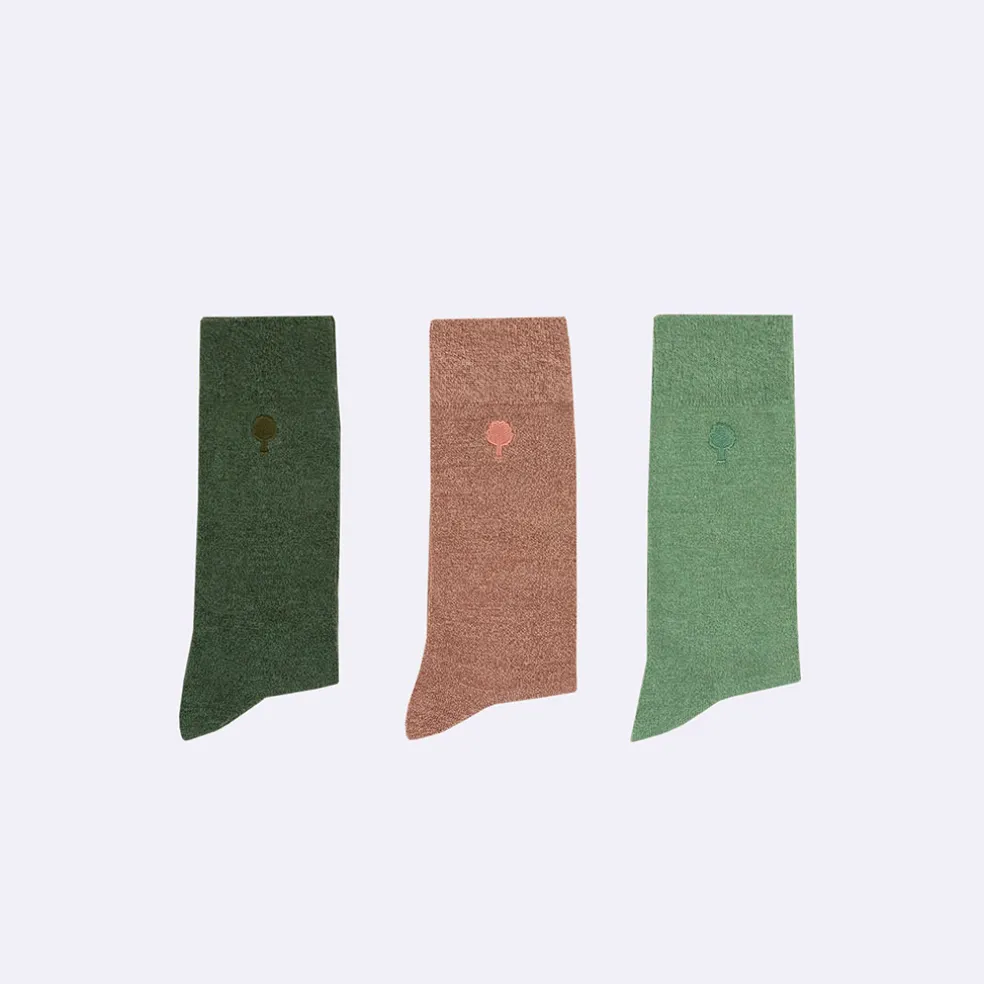 Chaussettes vegan x3 rose chiné, vert clair et foncé 39/42