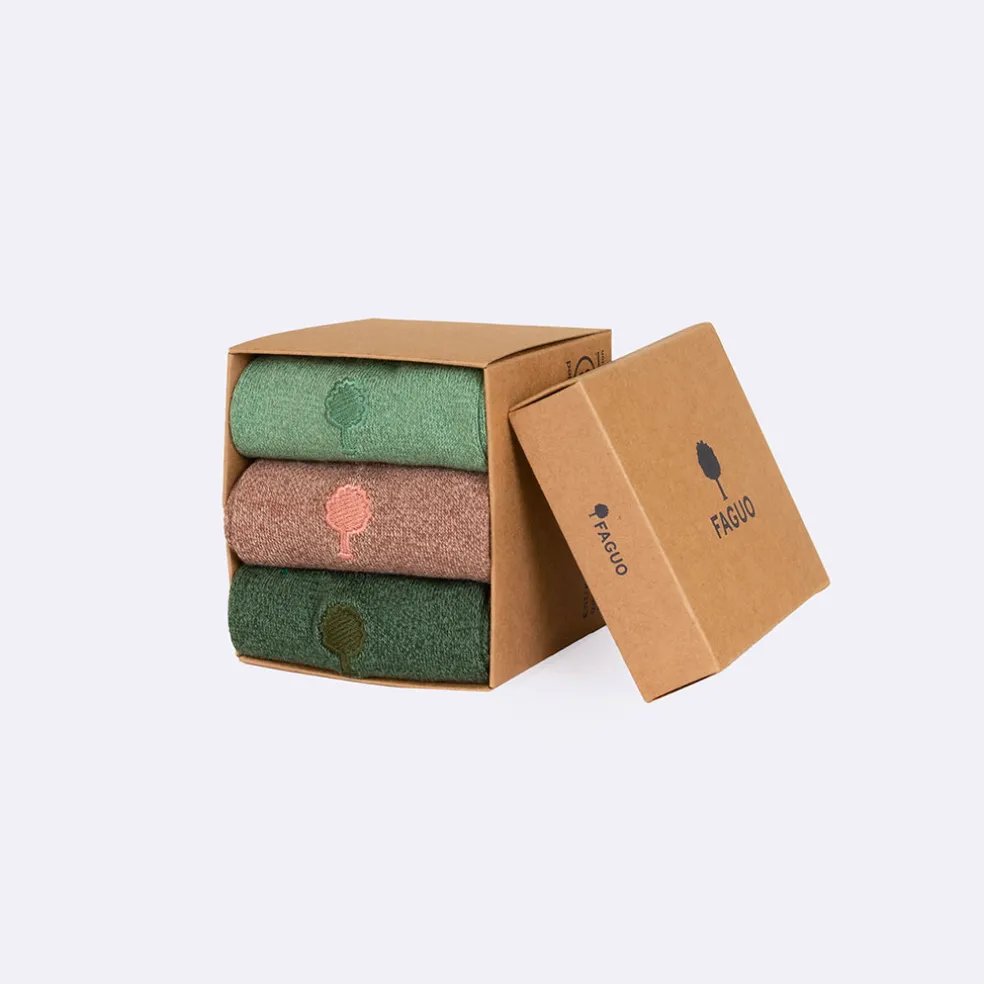 Chaussettes vegan x3 rose chiné, vert clair et foncé 39/42
